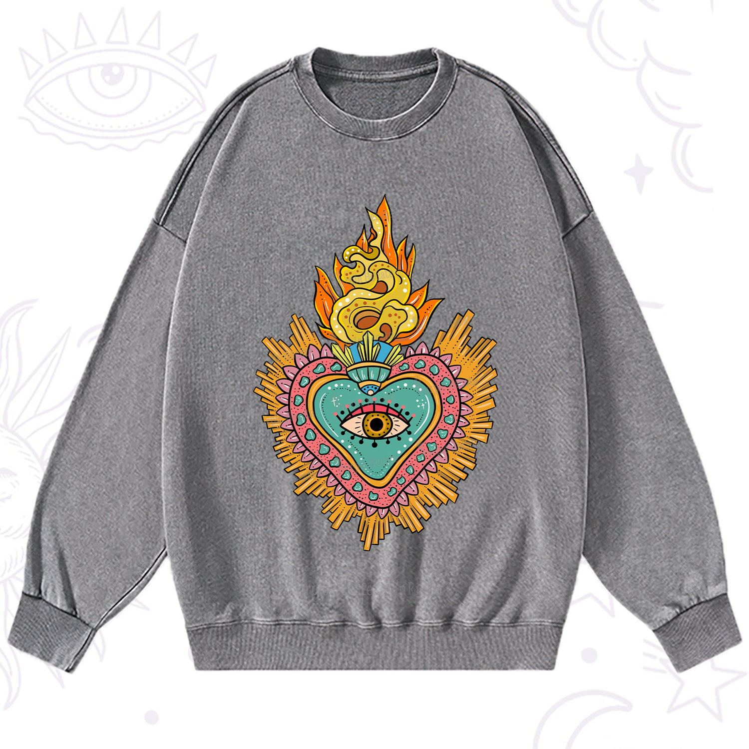 Purplehecate Rainbow Sacred Heart Washed Sweatshirt