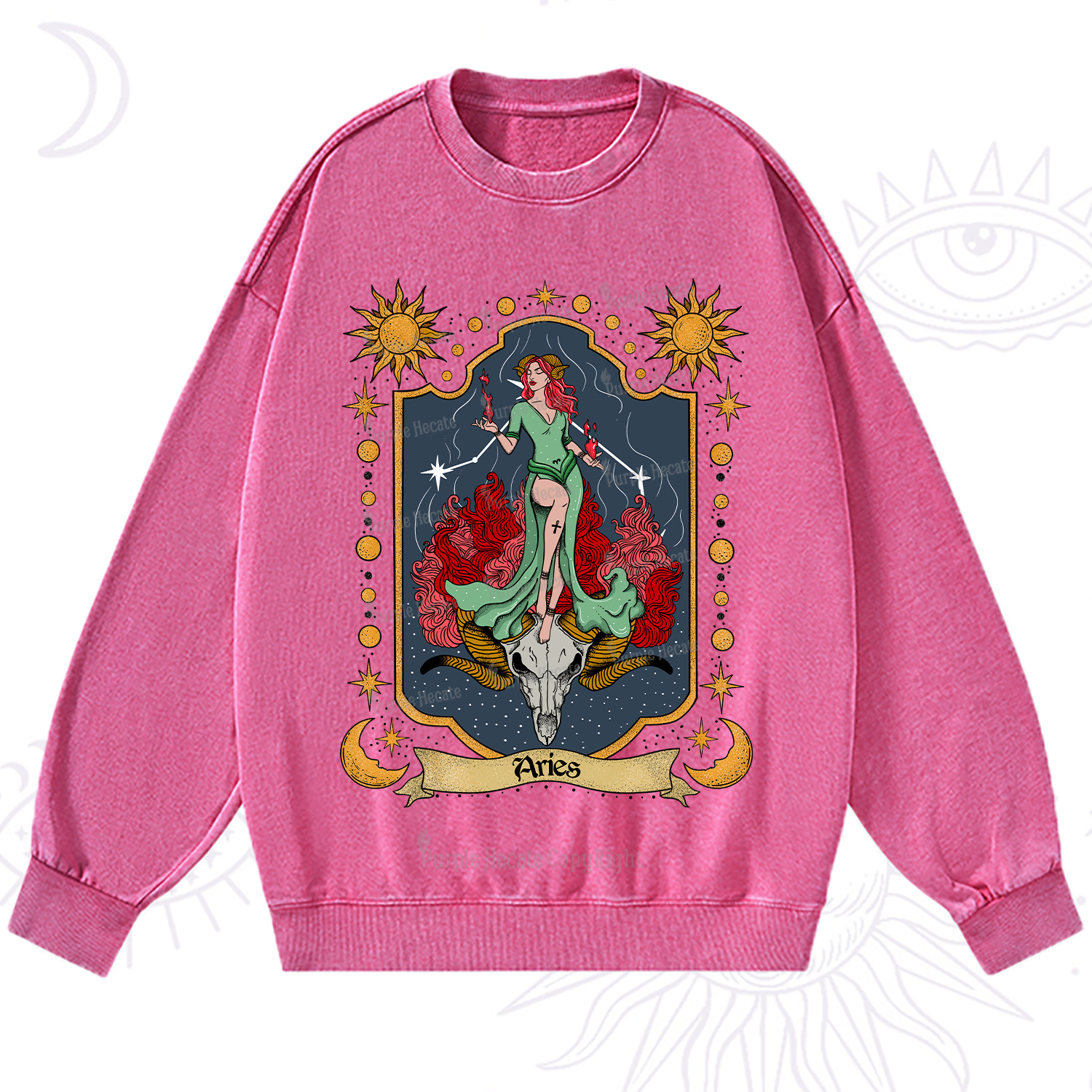 Purplehecate Aries Zodiac Washed Sweatshirt