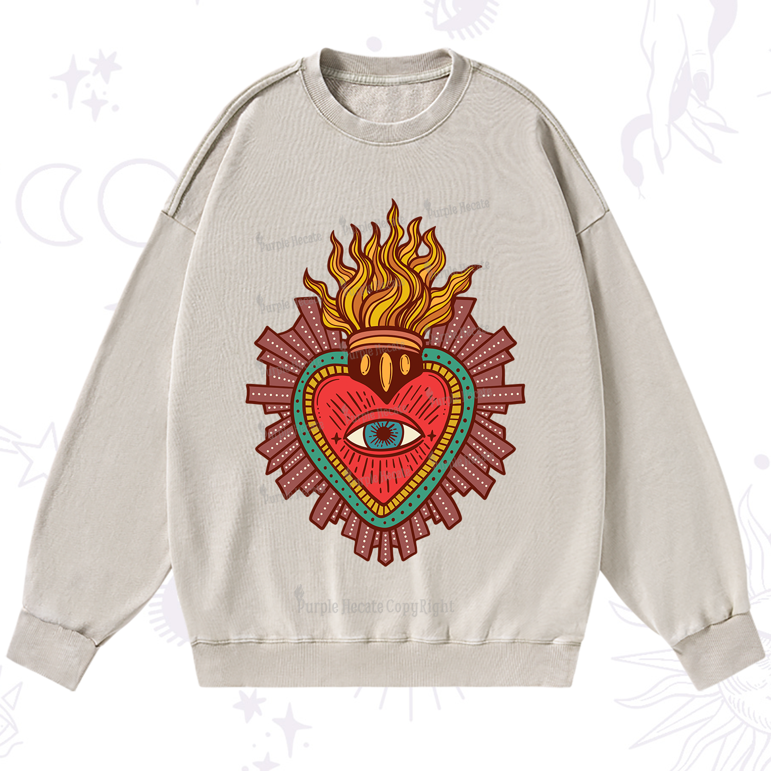 Purplehecate Sacred Heart Washed Sweatshirt