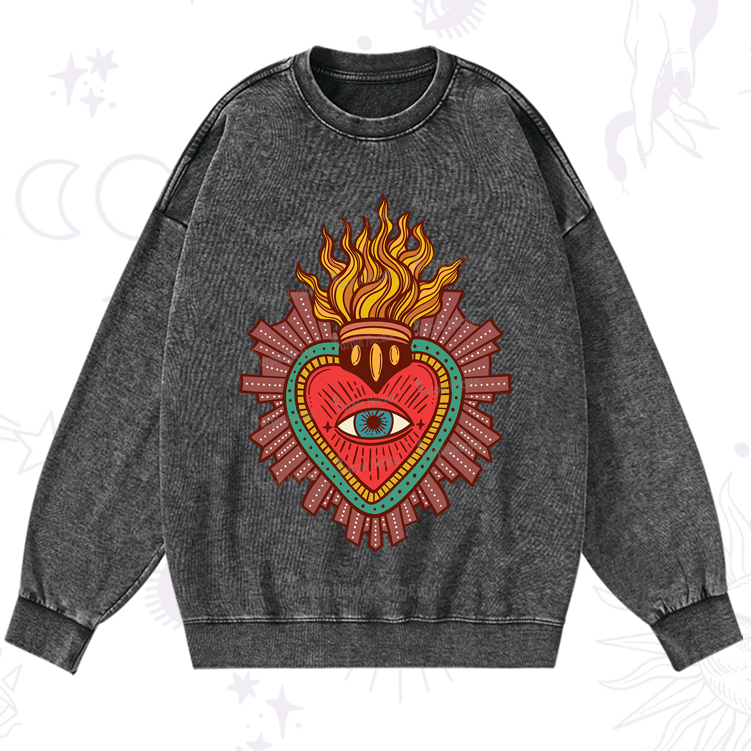 Purplehecate Sacred Heart Washed Sweatshirt