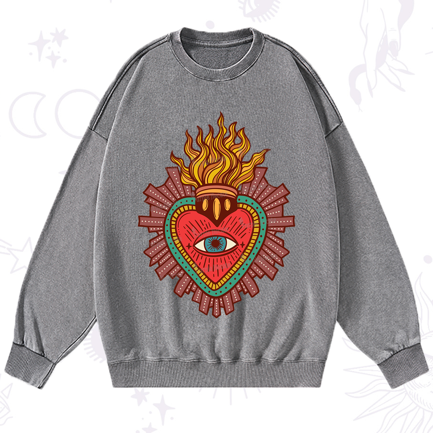 Purplehecate Sacred Heart Washed Sweatshirt