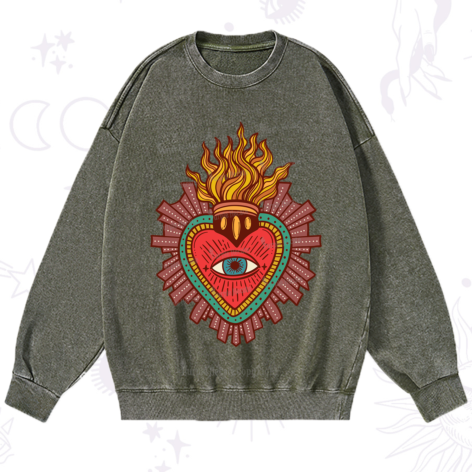 Purplehecate Sacred Heart Washed Sweatshirt