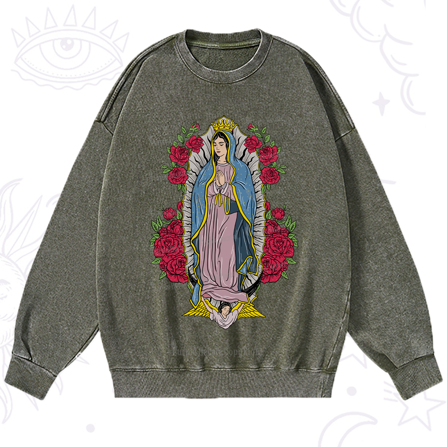 Purplehecate Mother Mary Washed Sweatshirt