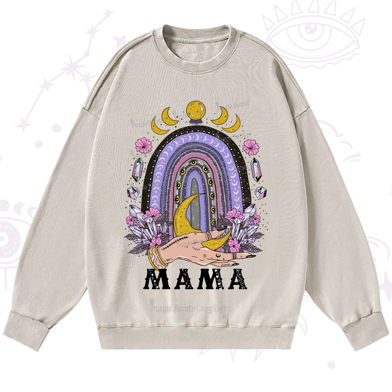 Purplehecate Gothic Mama Rainbow Washed Sweatshirt
