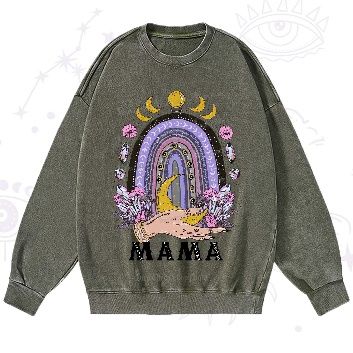 Purplehecate Gothic Mama Rainbow Washed Sweatshirt