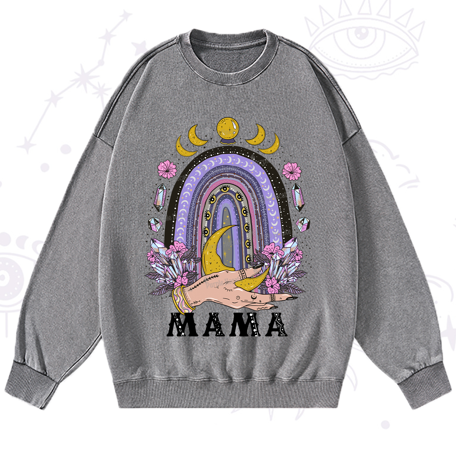 Purplehecate Gothic Mama Rainbow Washed Sweatshirt