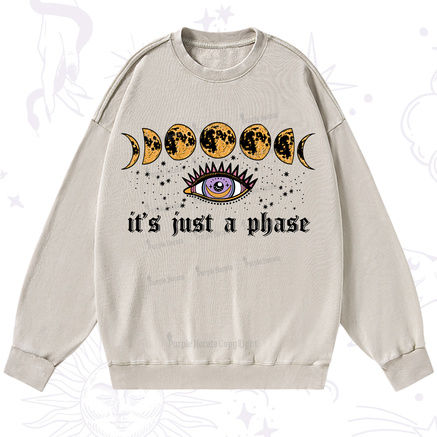Purplehecate It's Just A Phase Washed Sweatshirt