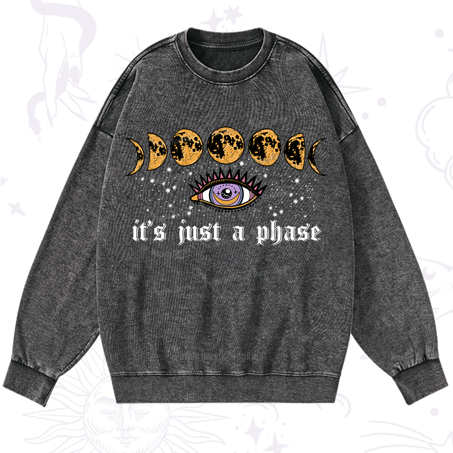 Purplehecate It's Just A Phase Washed Sweatshirt