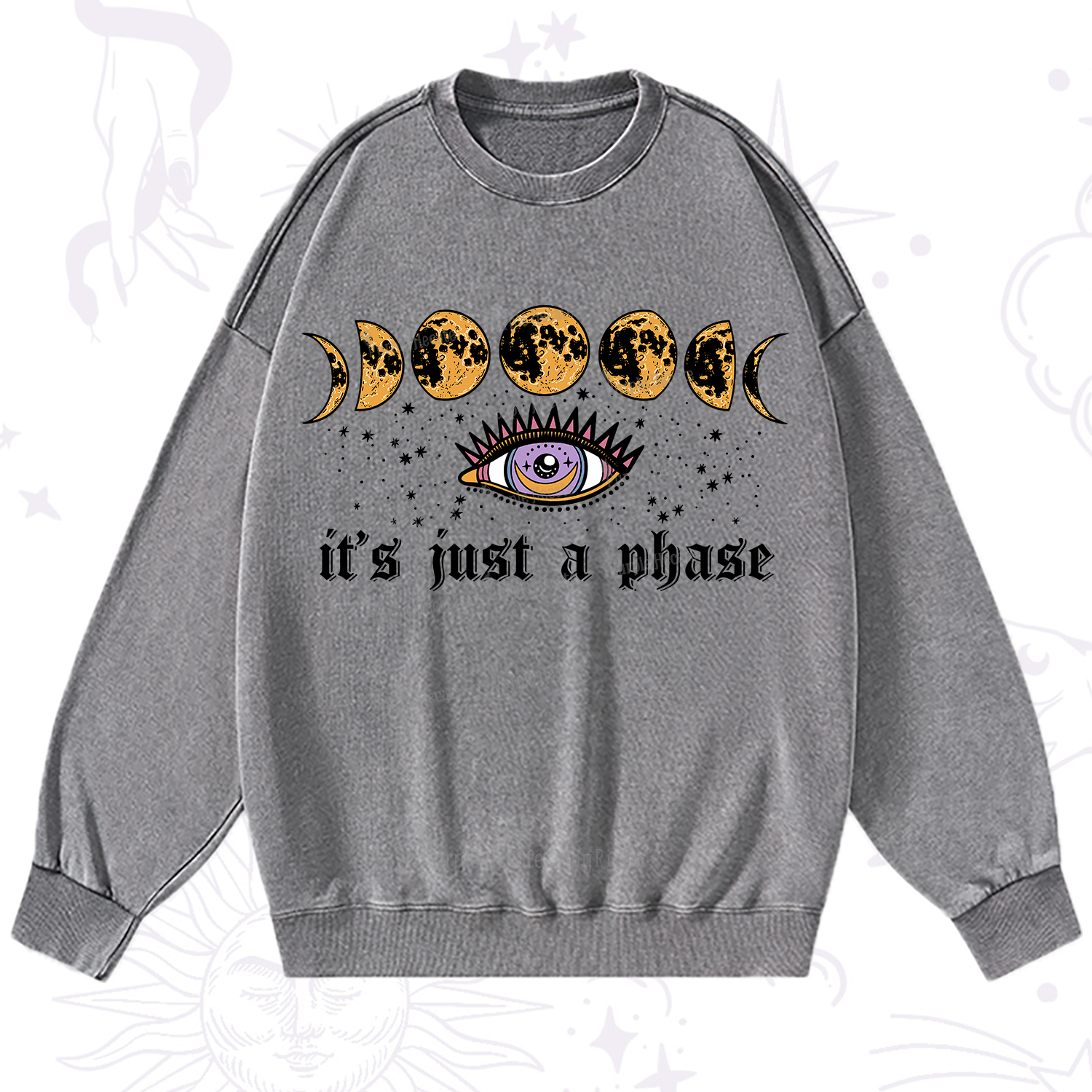 Purplehecate It's Just A Phase Washed Sweatshirt