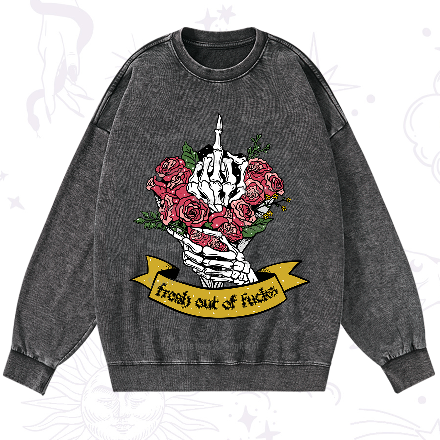 Purplehecate Fresh Out Of Fucks Washed Sweatshirt