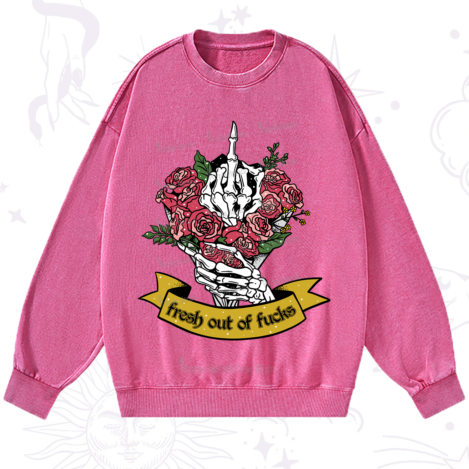 Purplehecate Fresh Out Of Fucks Washed Sweatshirt