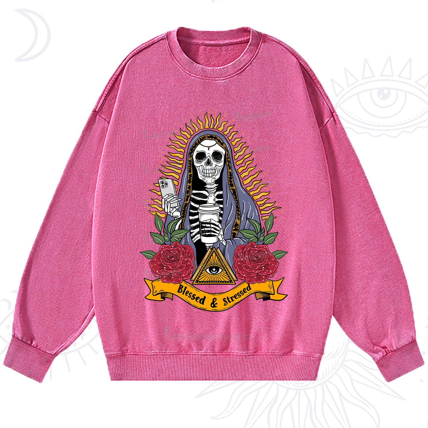 Purplehecate Blessed And Stressed Washed Sweatshirt