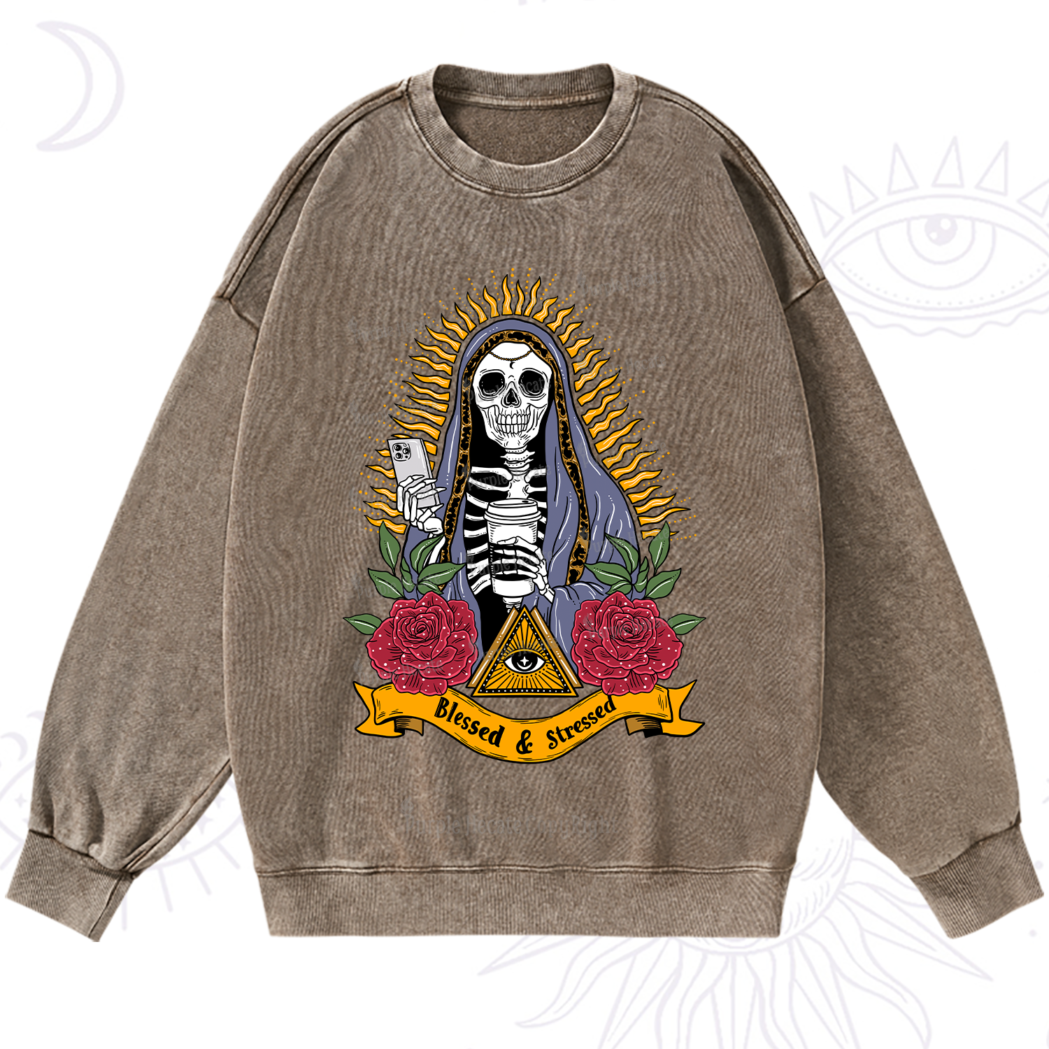 Purplehecate Blessed And Stressed Washed Sweatshirt