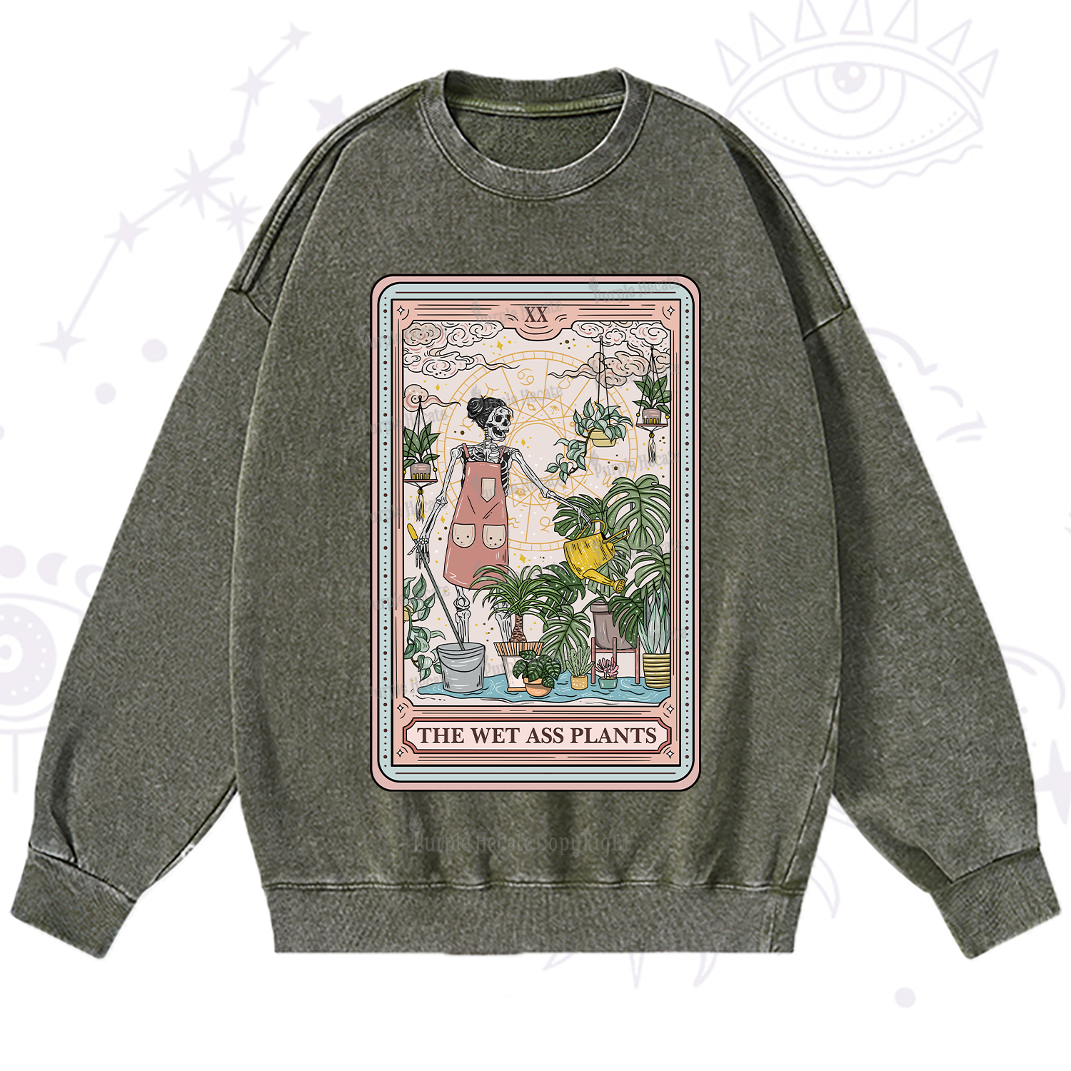 Purplehecate The Wet Ass Plants Tarot Washed Sweatshirt