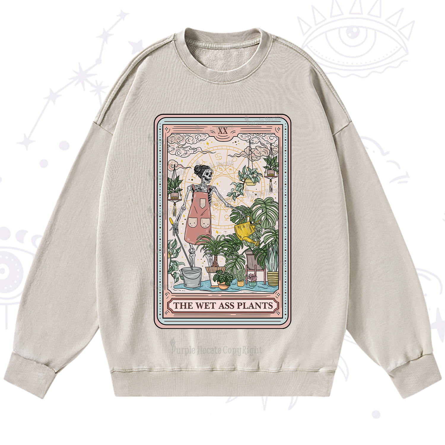 Purplehecate The Wet Ass Plants Tarot Washed Sweatshirt