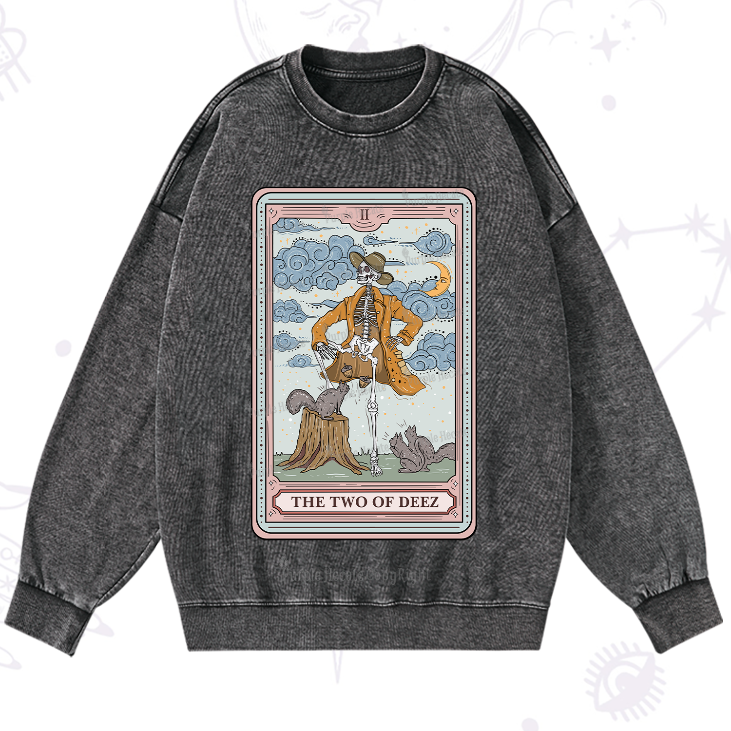 Purplehecate The Two Of Deez Tarot Washed Sweatshirt