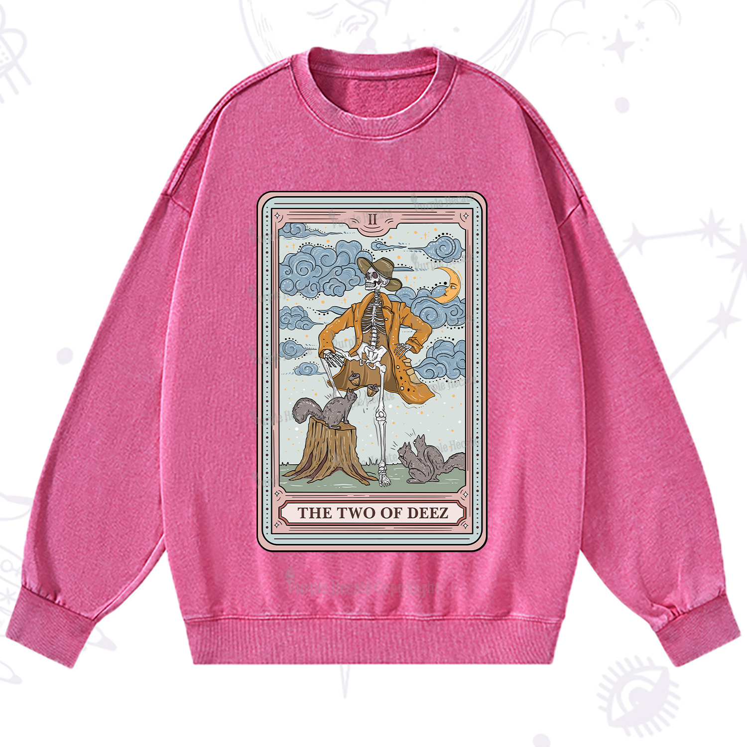 Purplehecate The Two Of Deez Tarot Washed Sweatshirt