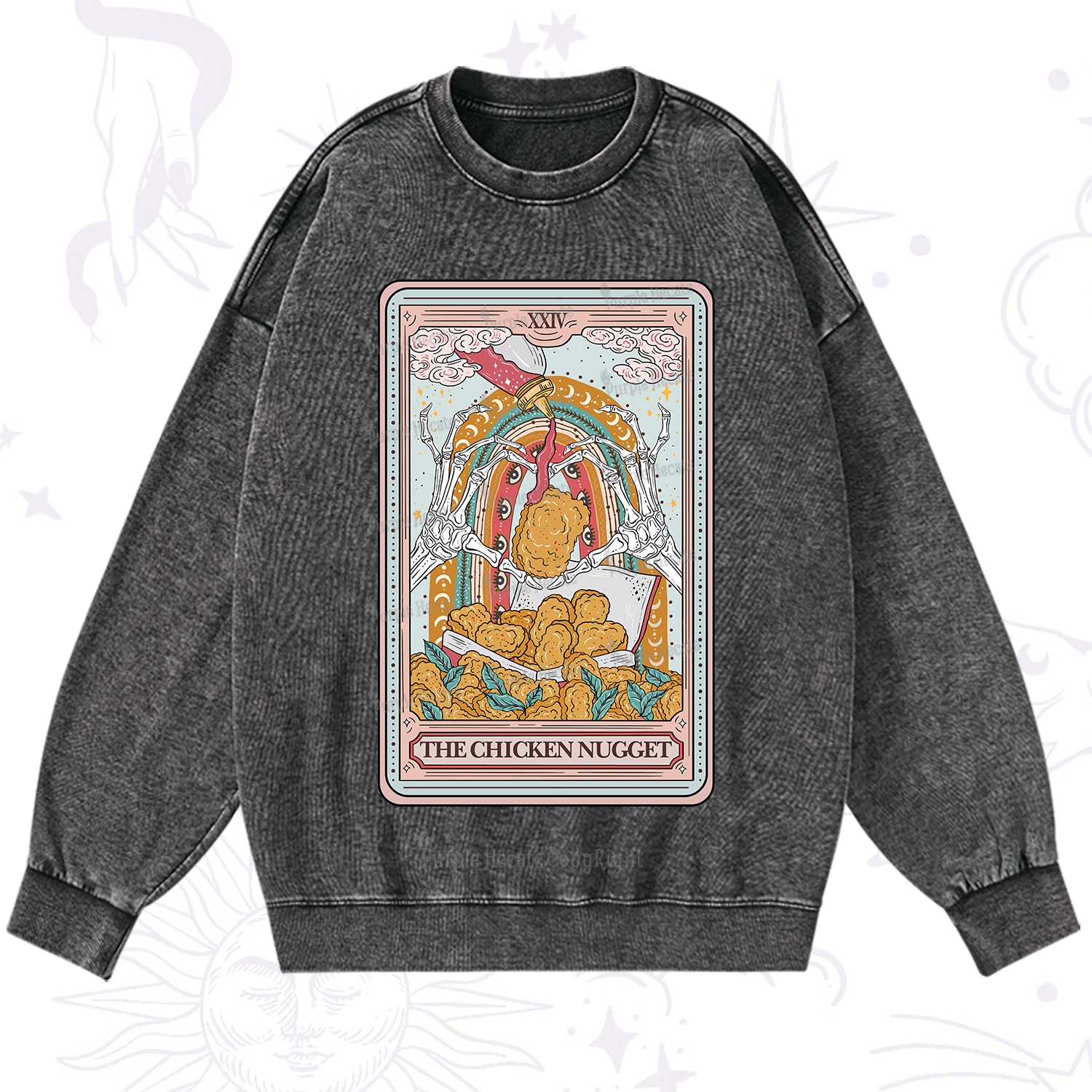 Purplehecate The Chicken Nugget Tarot Washed Sweatshirt