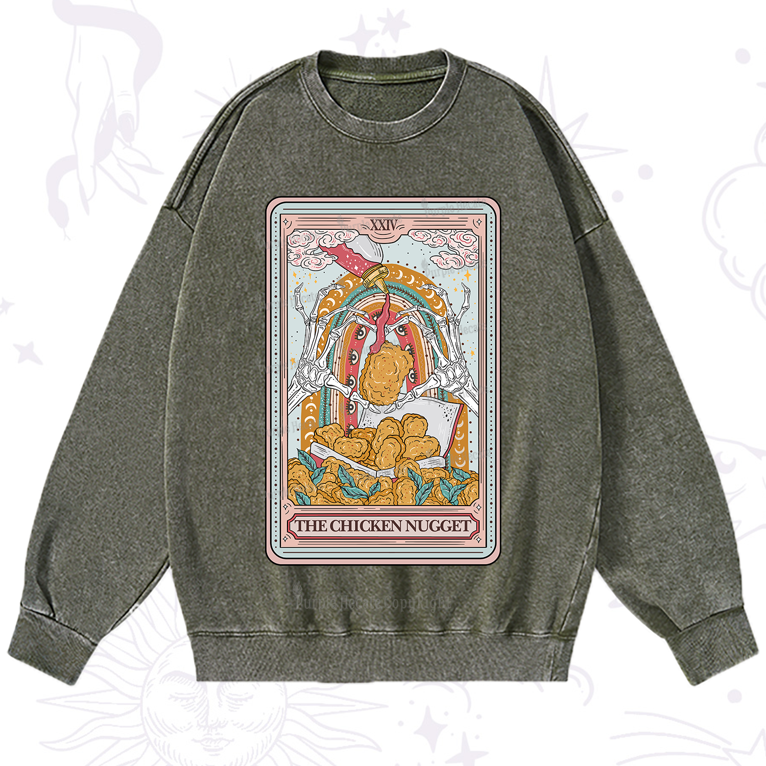 Purplehecate The Chicken Nugget Tarot Washed Sweatshirt