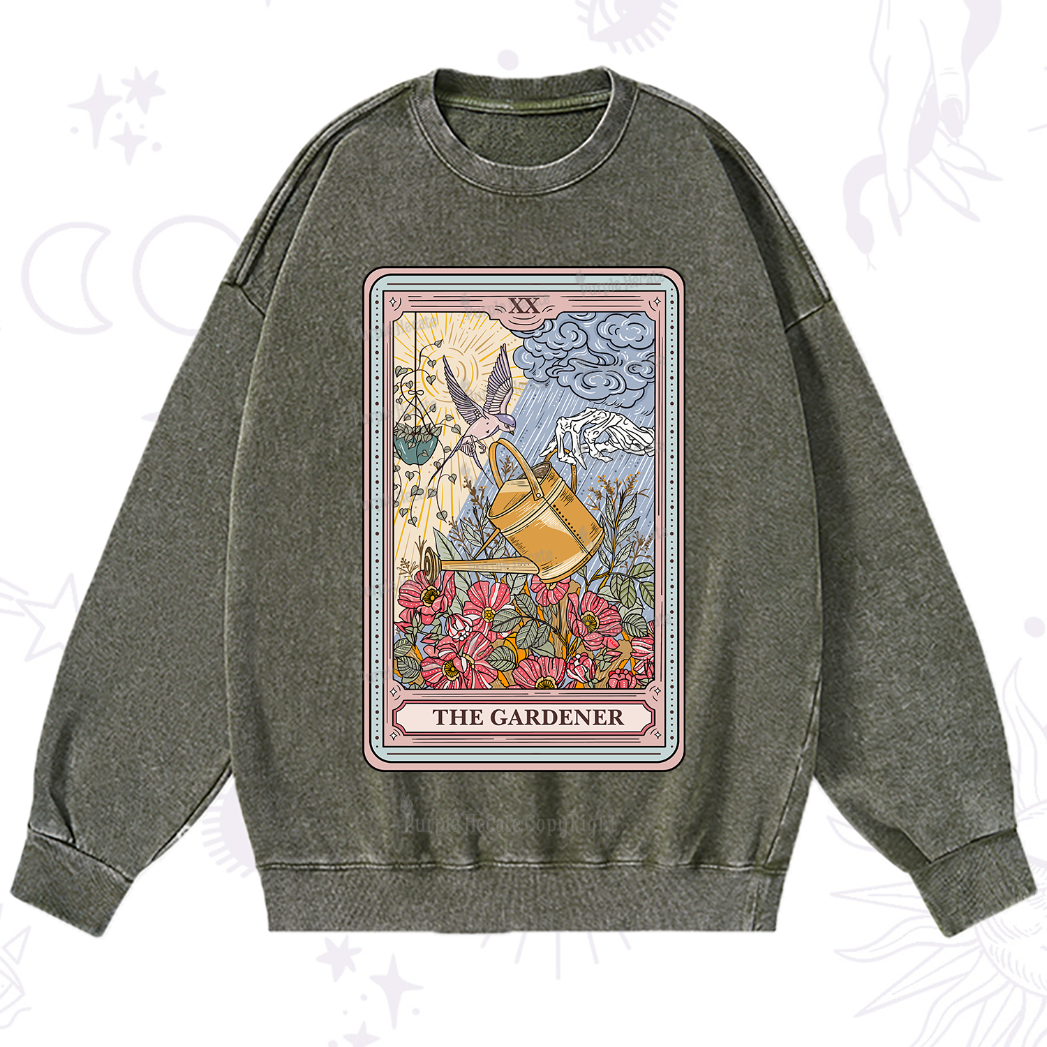 Purplehecate The Gardener Tarot Washed Sweatshirt