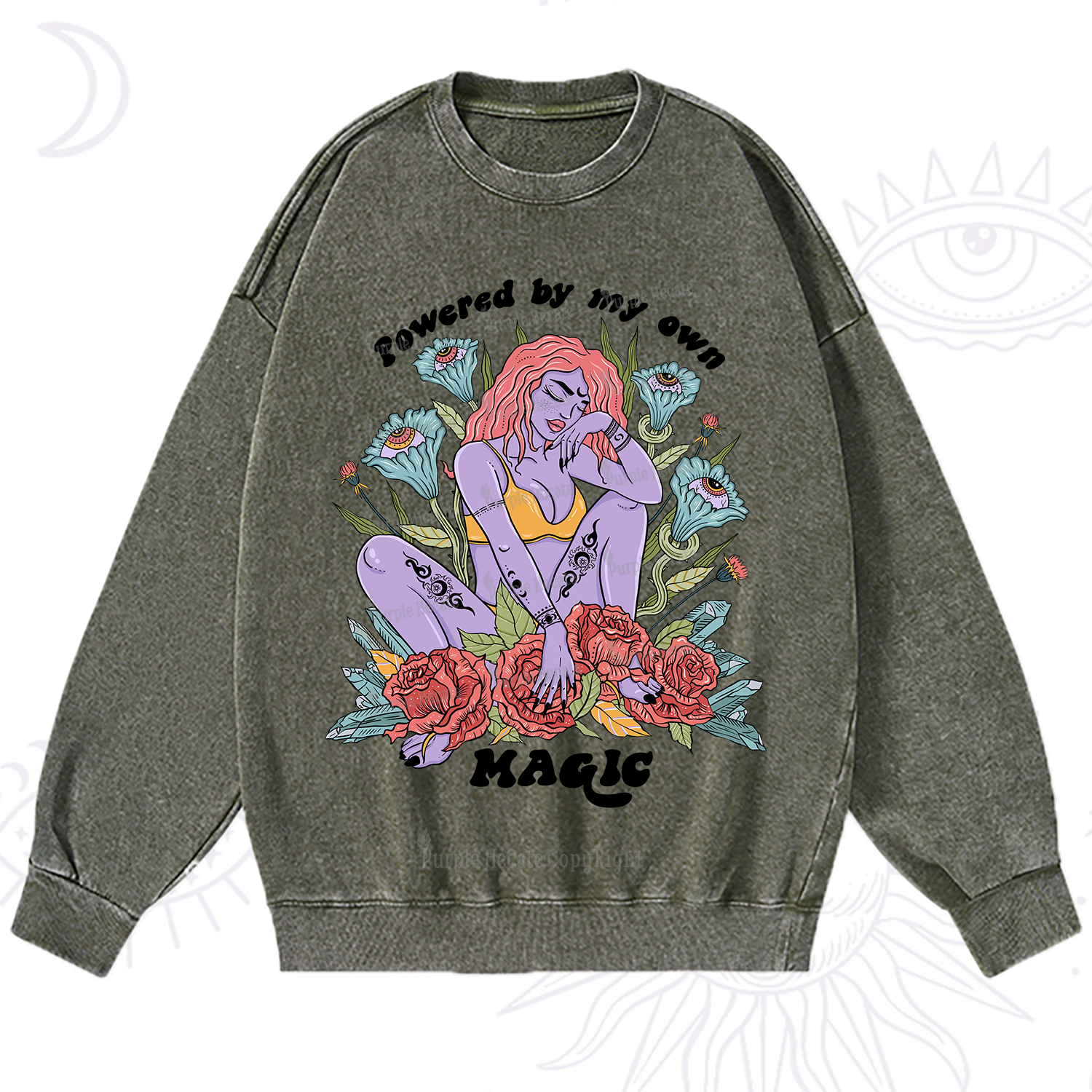Purplehecate Powered By My Own Magic Washed Sweatshirt