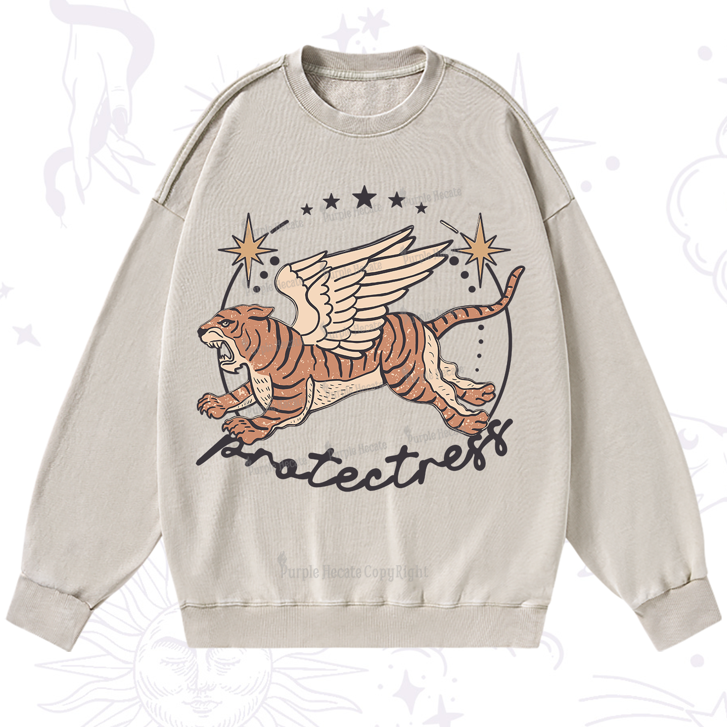 Purplehecate Protectress Washed Sweatshirt