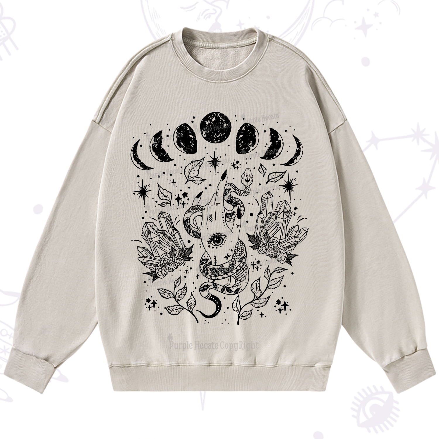 Purplehecate Reach For The Moon Washed Sweatshirt