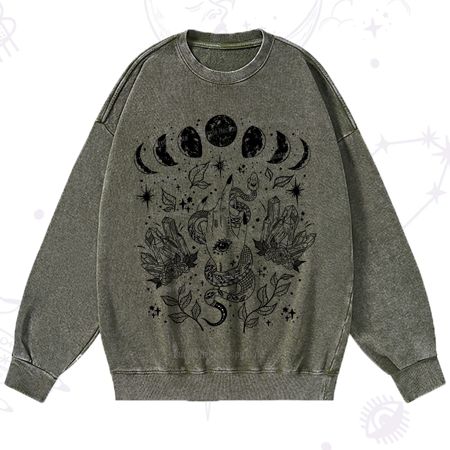 Purplehecate Reach For The Moon Washed Sweatshirt