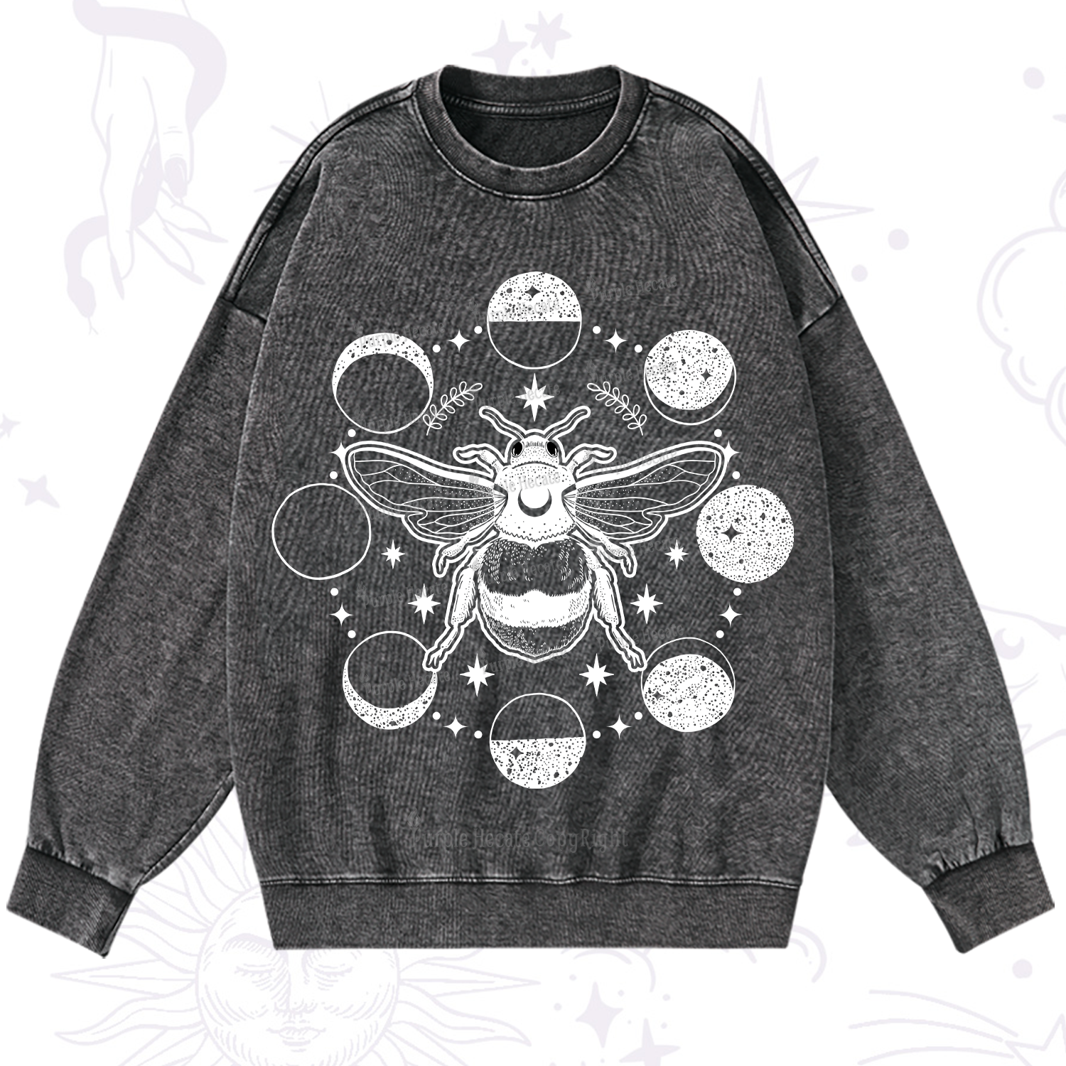 Purplehecate Moon Bee Washed Sweatshirt