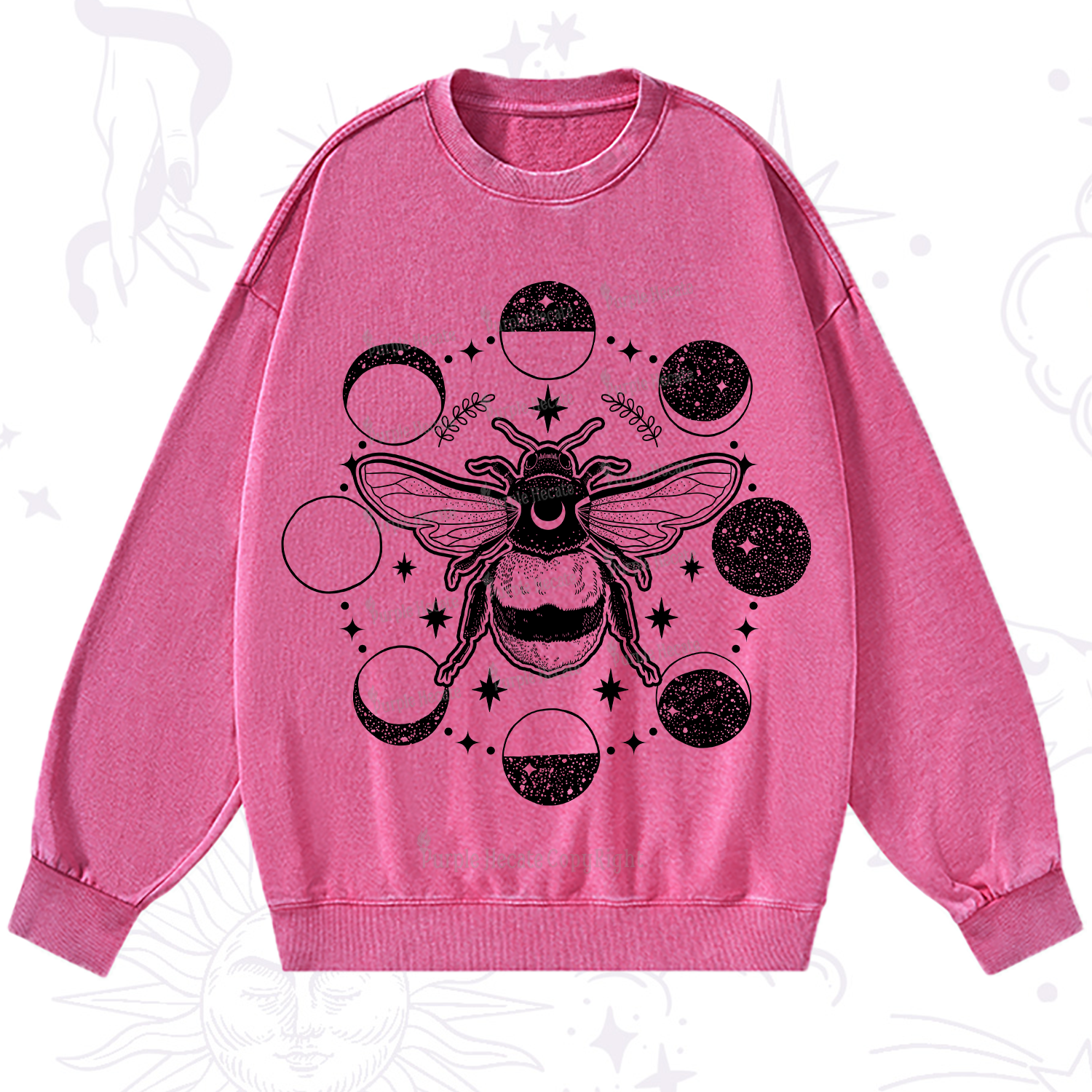 Purplehecate Moon Bee Washed Sweatshirt