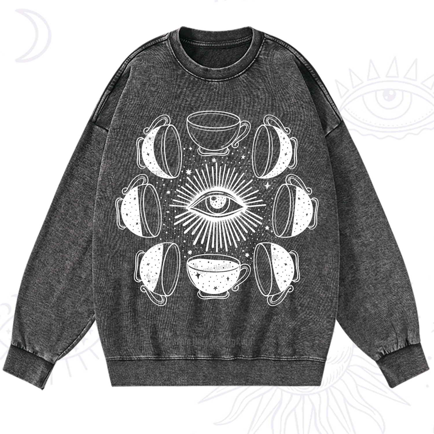 Purplehecate Moon Phase Coffee Washed Sweatshirt