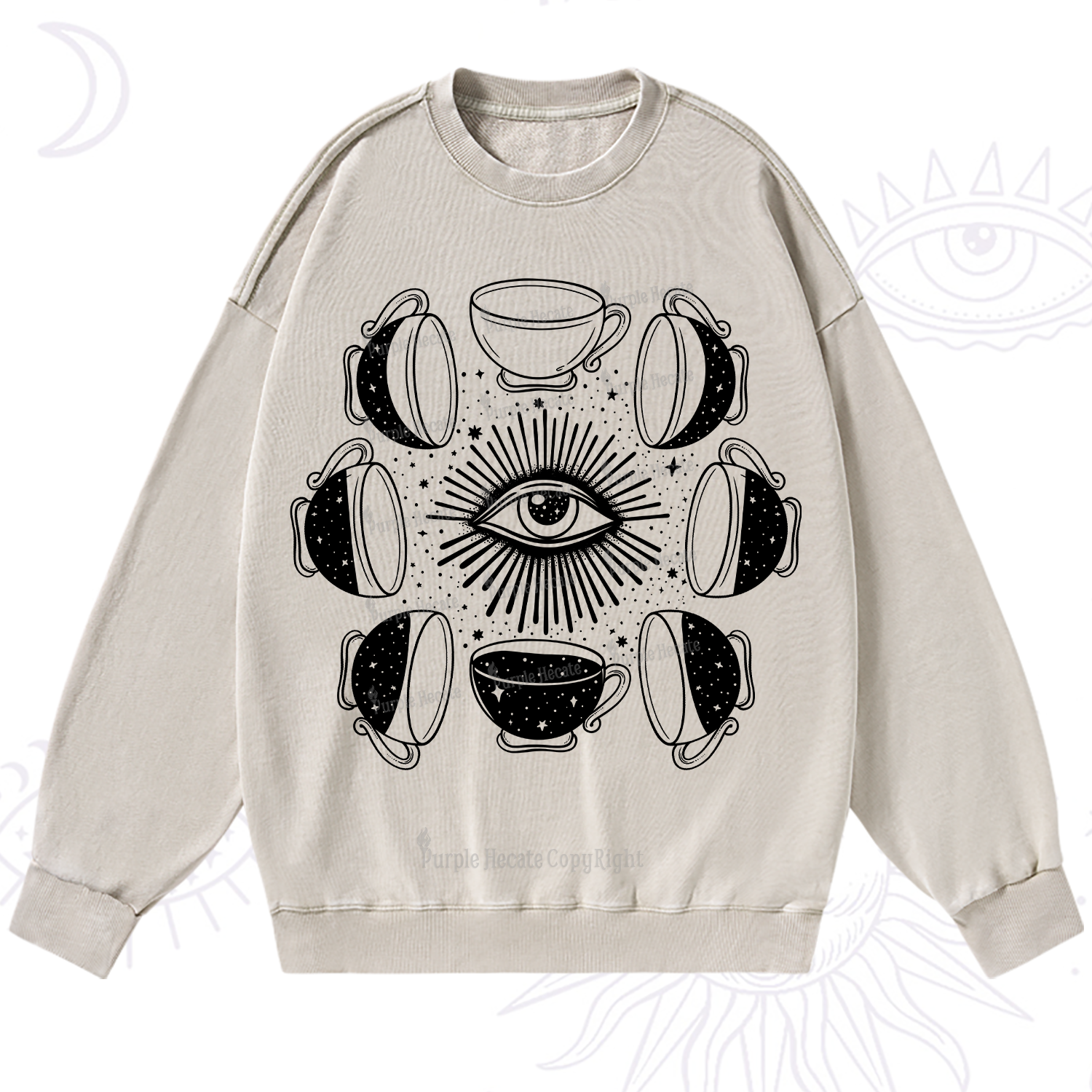Purplehecate Moon Phase Coffee Washed Sweatshirt