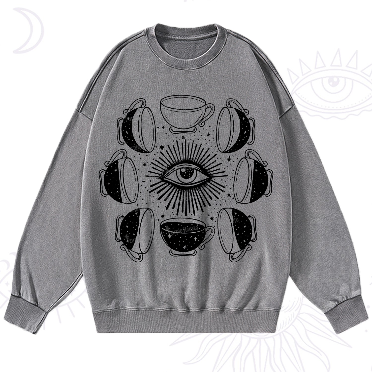 Purplehecate Moon Phase Coffee Washed Sweatshirt