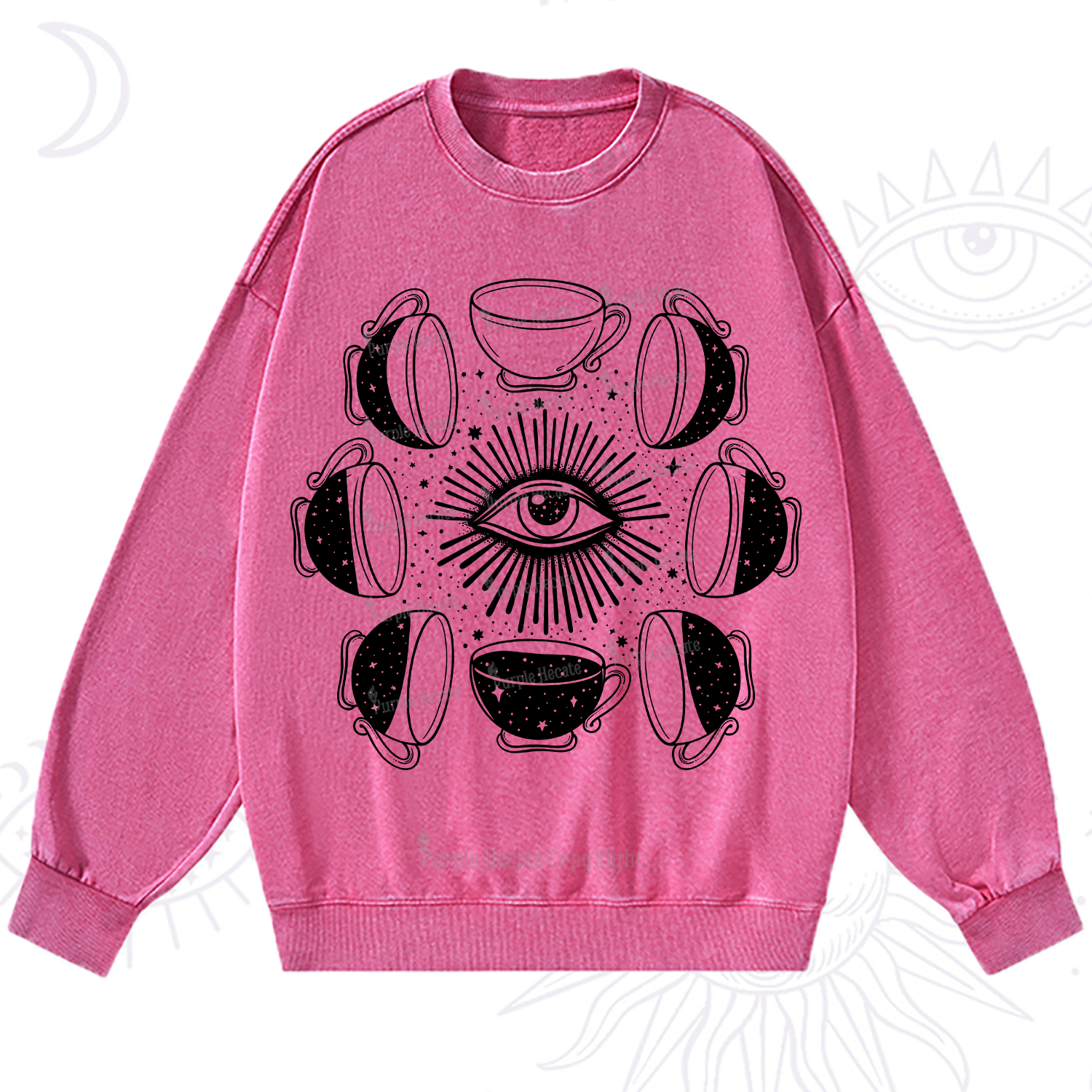 Purplehecate Moon Phase Coffee Washed Sweatshirt