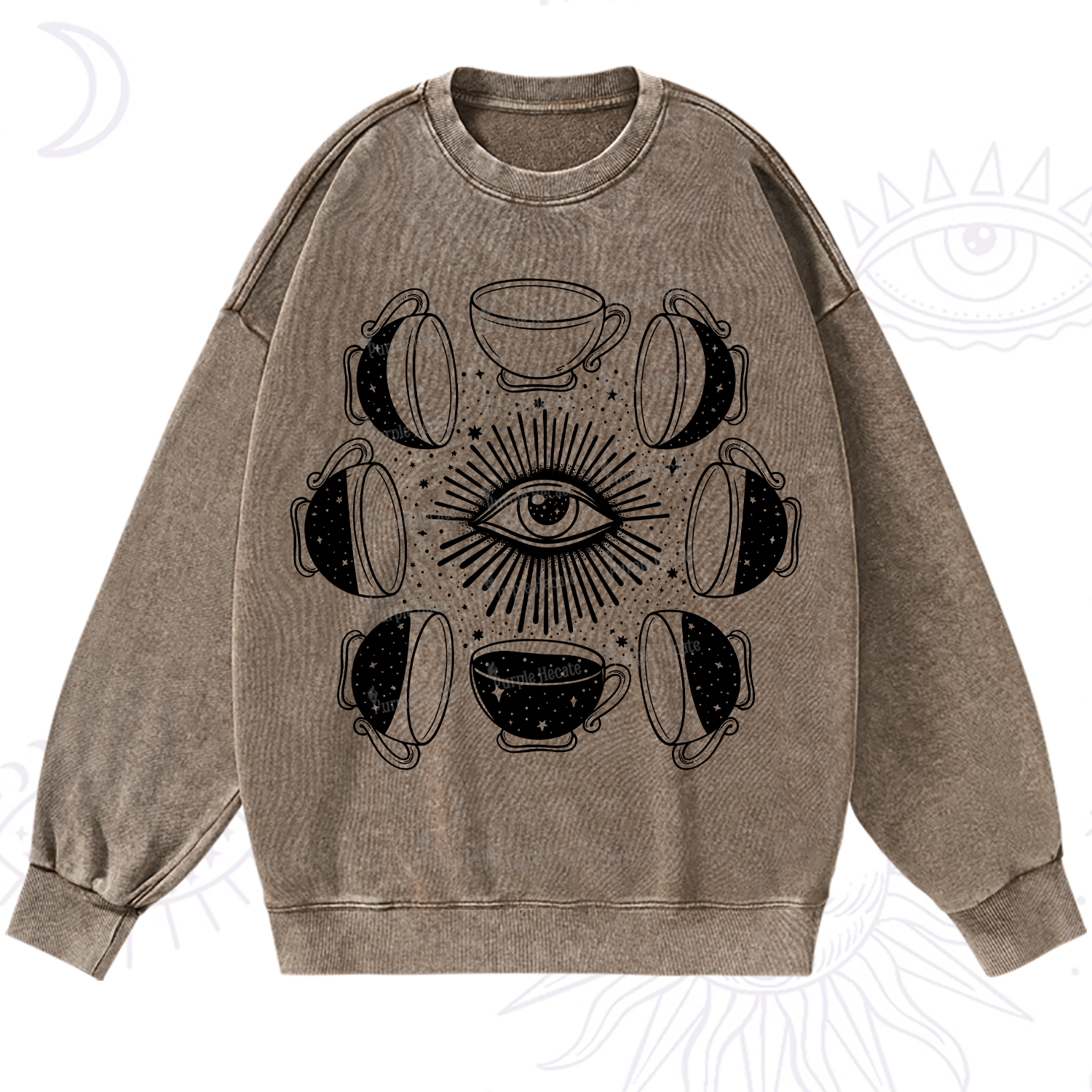 Purplehecate Moon Phase Coffee Washed Sweatshirt