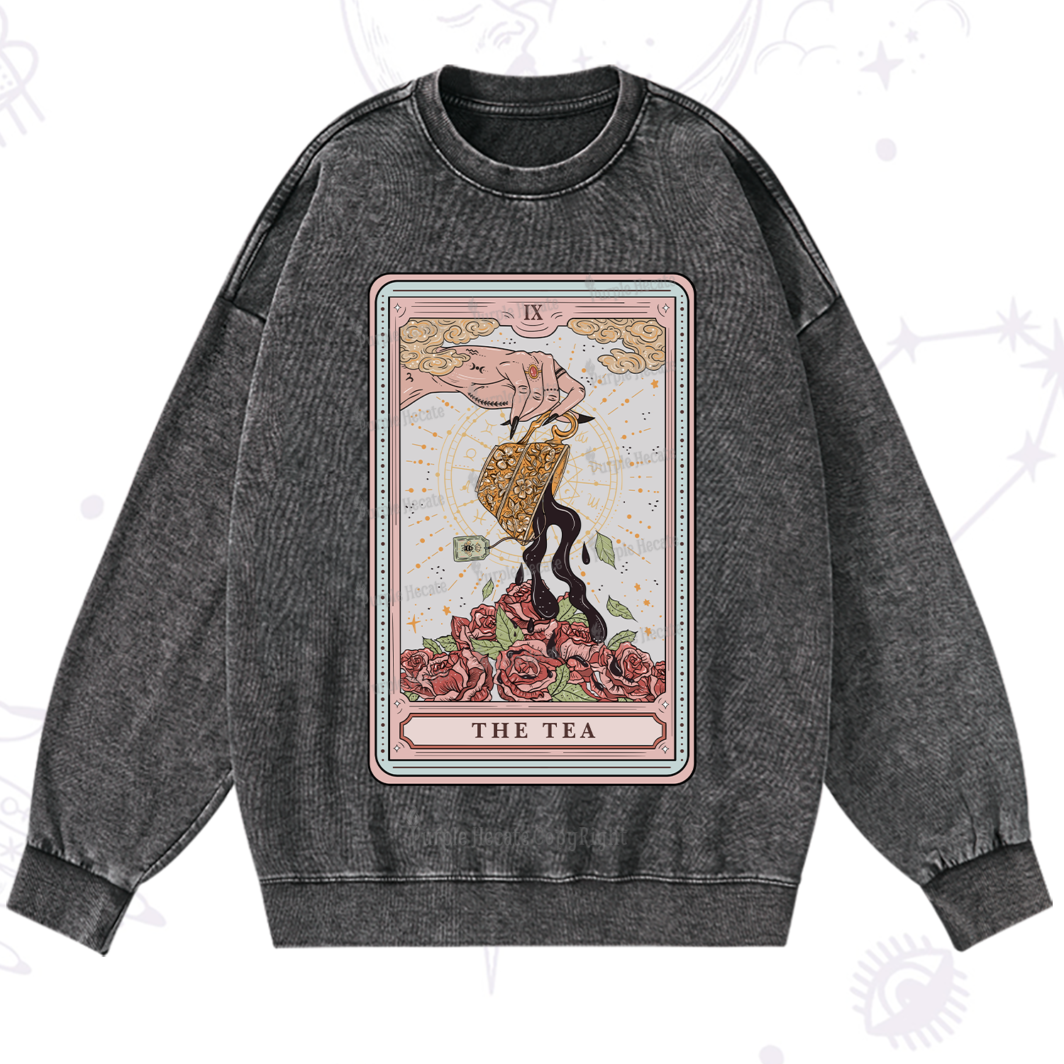 Purplehecate The Tea Tarot Washed Sweatshirt