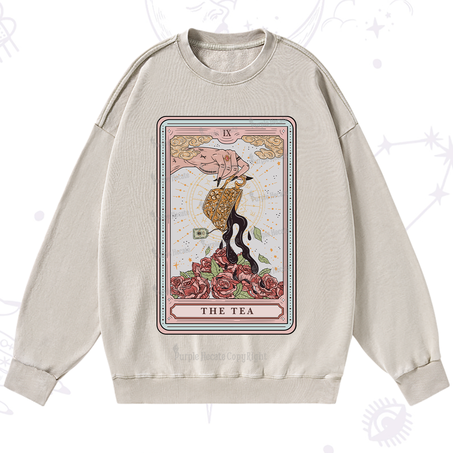 Purplehecate The Tea Tarot Washed Sweatshirt