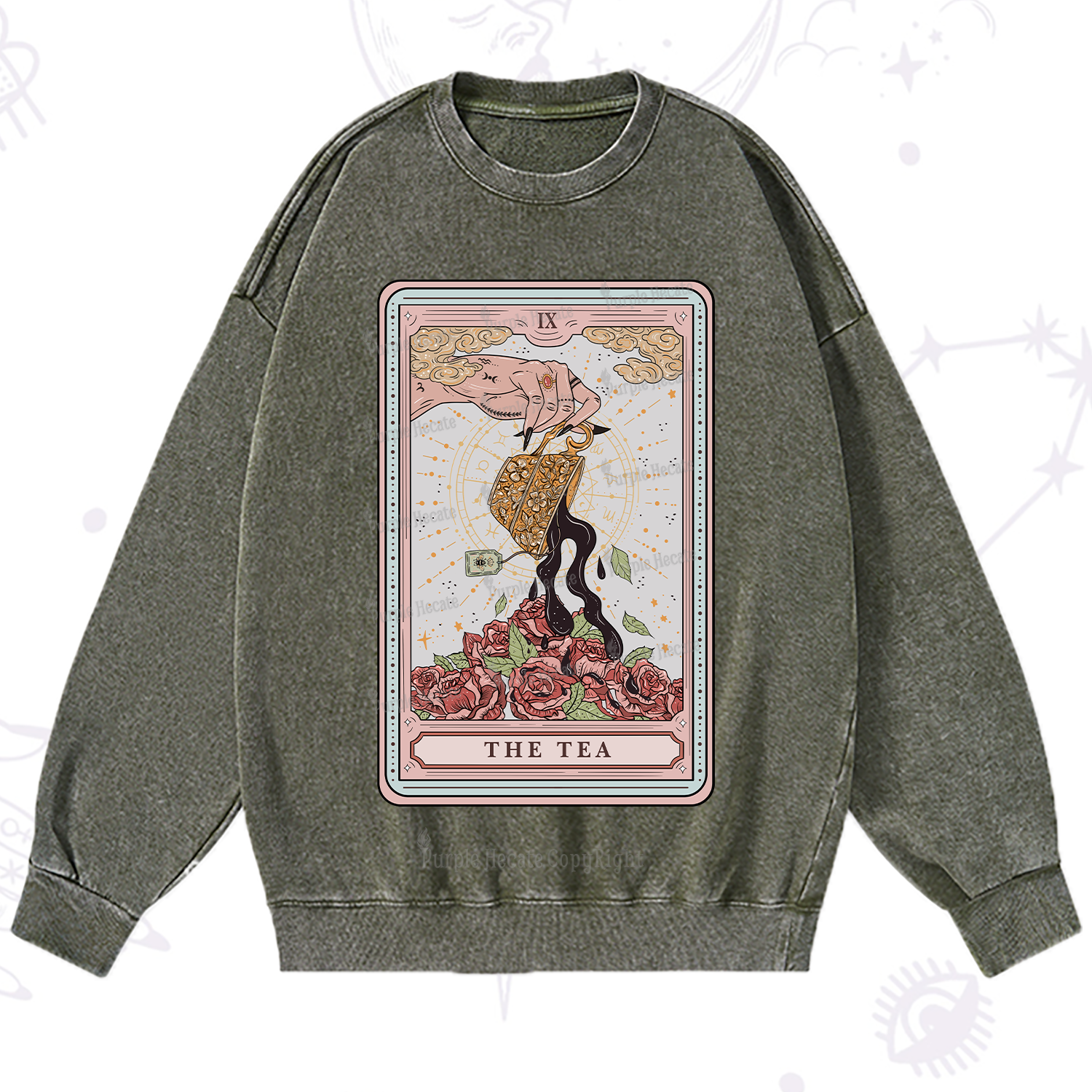 Purplehecate The Tea Tarot Washed Sweatshirt