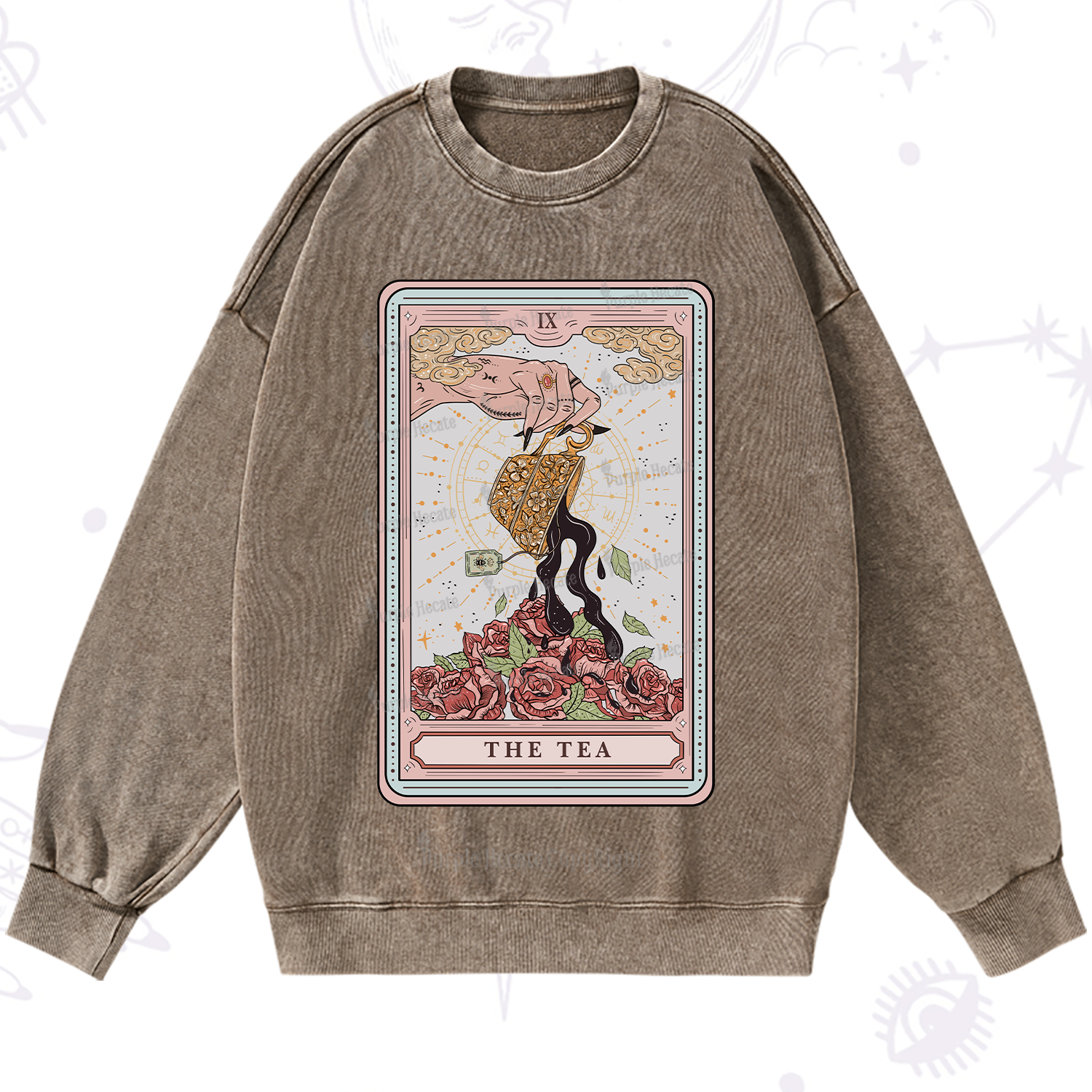 Purplehecate The Tea Tarot Washed Sweatshirt