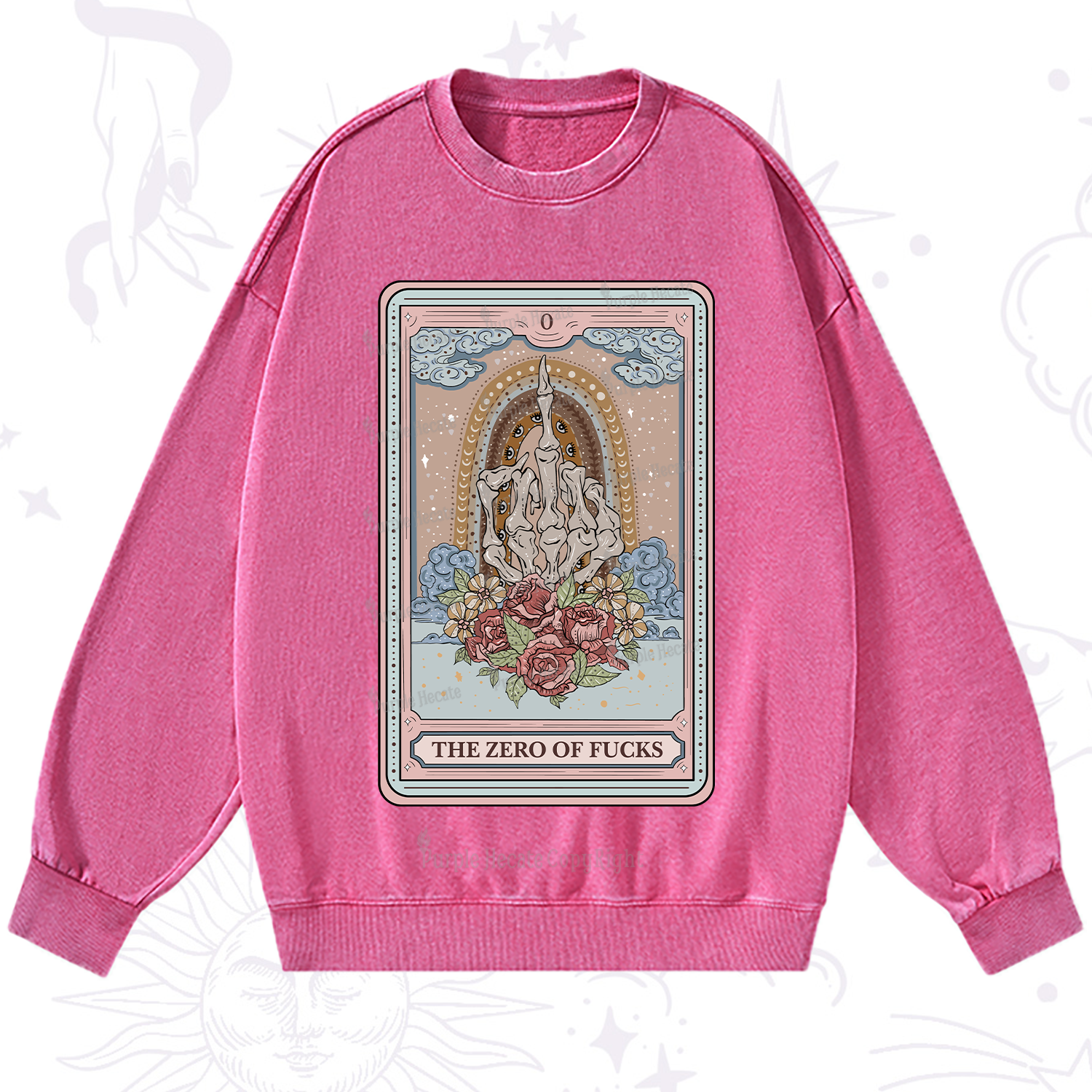 Purplehecate The Zero Of Fucks Tarot Washed Sweatshirt