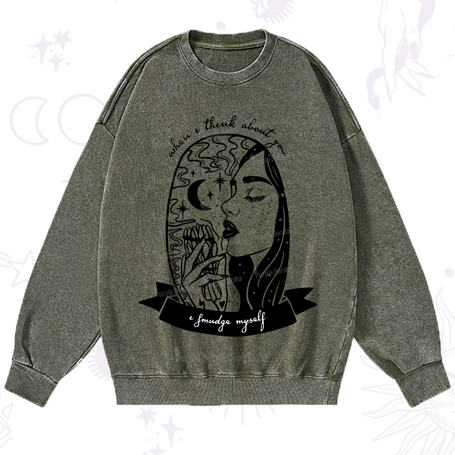 Purplehecate When I Think About You I Smudge Myself Washed Sweatshirt