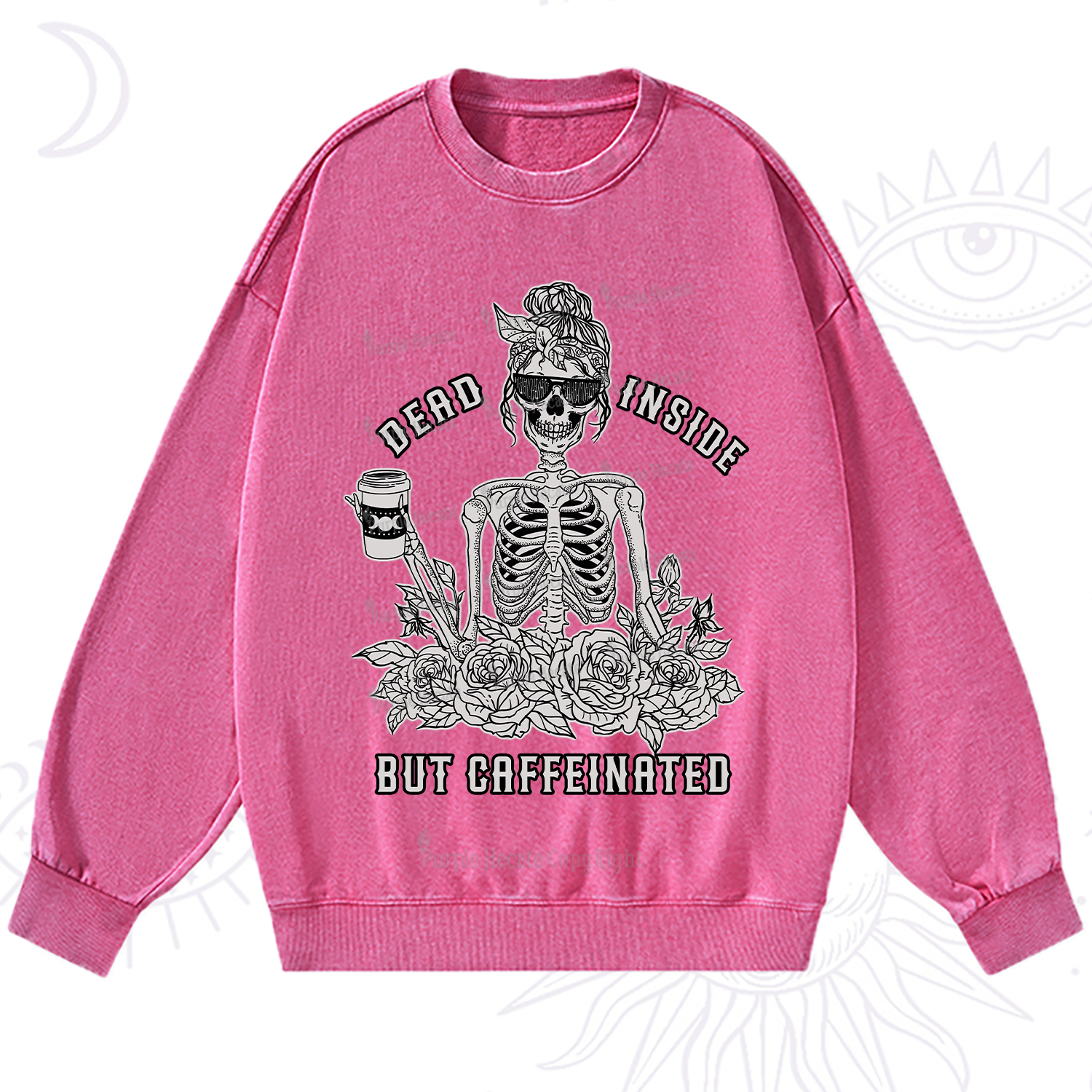 Purplehecate Dead Inside But Caffeinated Washed Sweatshirt
