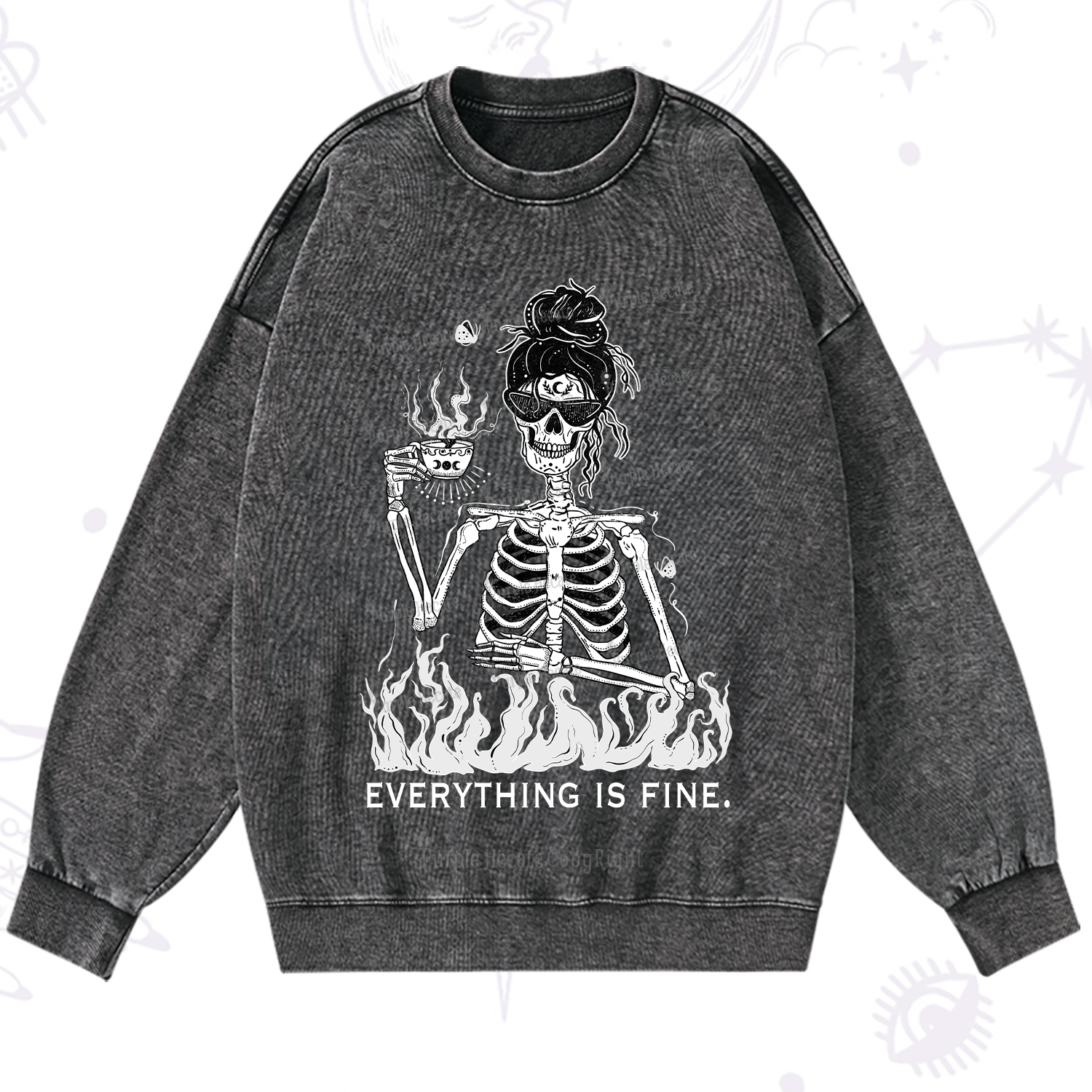 Purplehecate Everything Is Fine Washed Sweatshirt