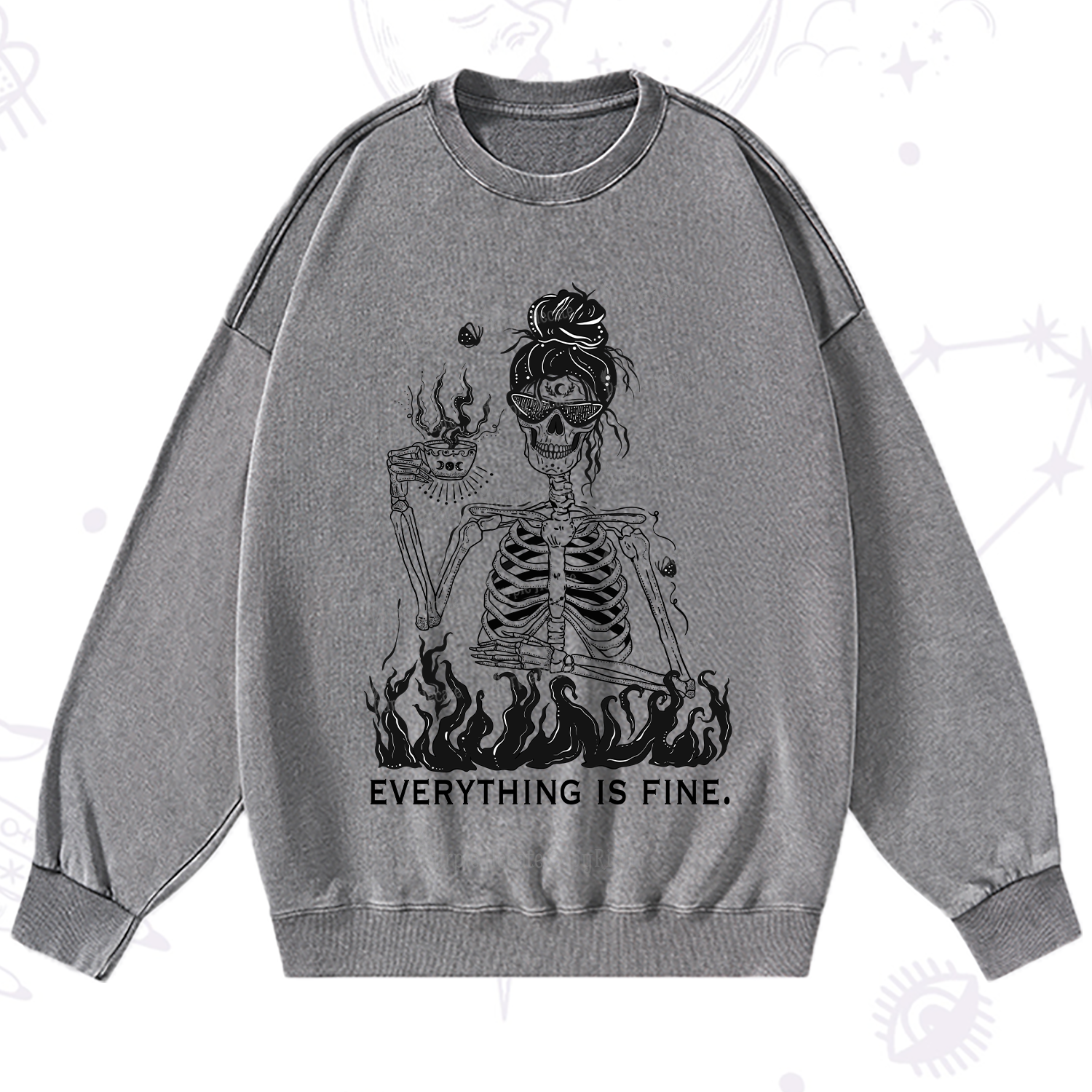 Purplehecate Everything Is Fine Washed Sweatshirt