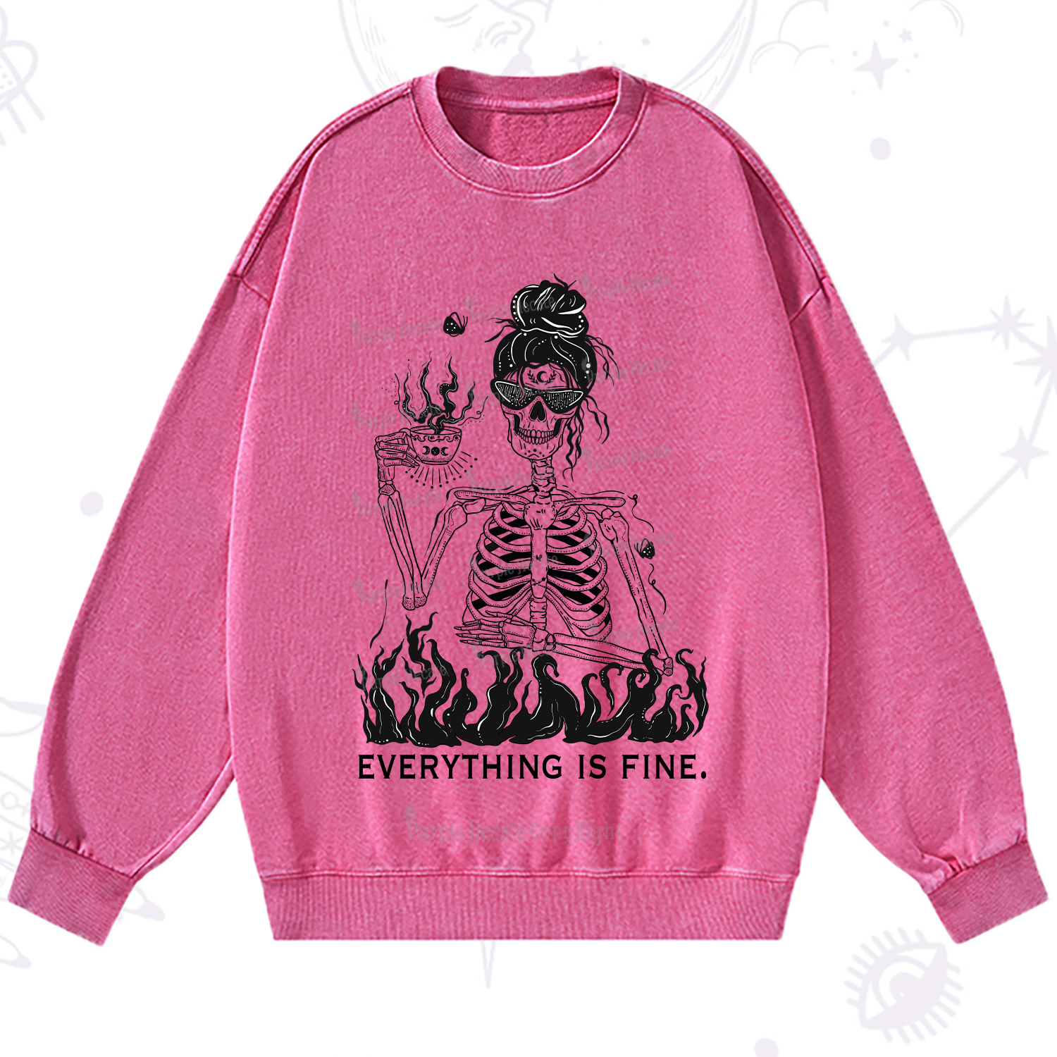 Purplehecate Everything Is Fine Washed Sweatshirt