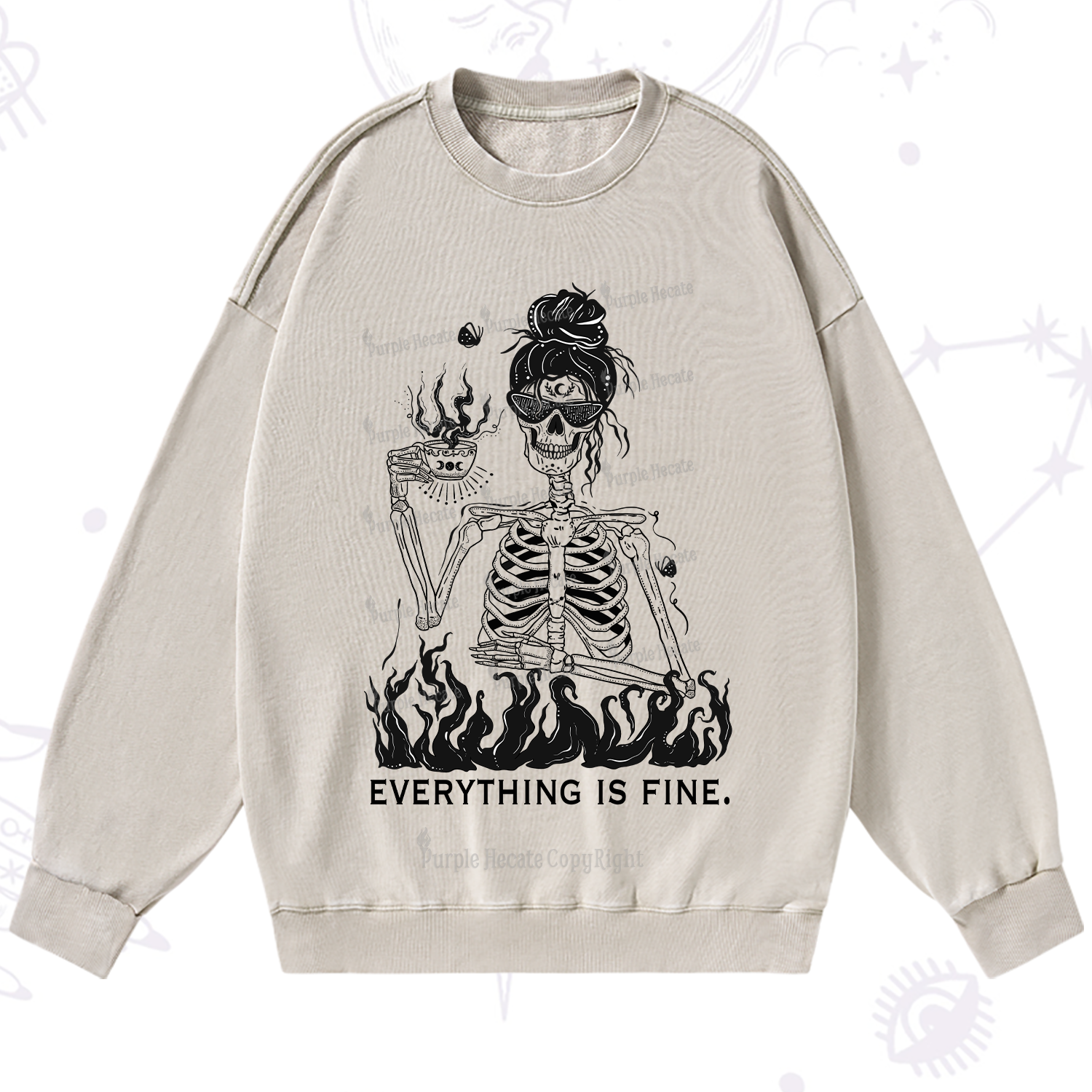 Purplehecate Everything Is Fine Washed Sweatshirt