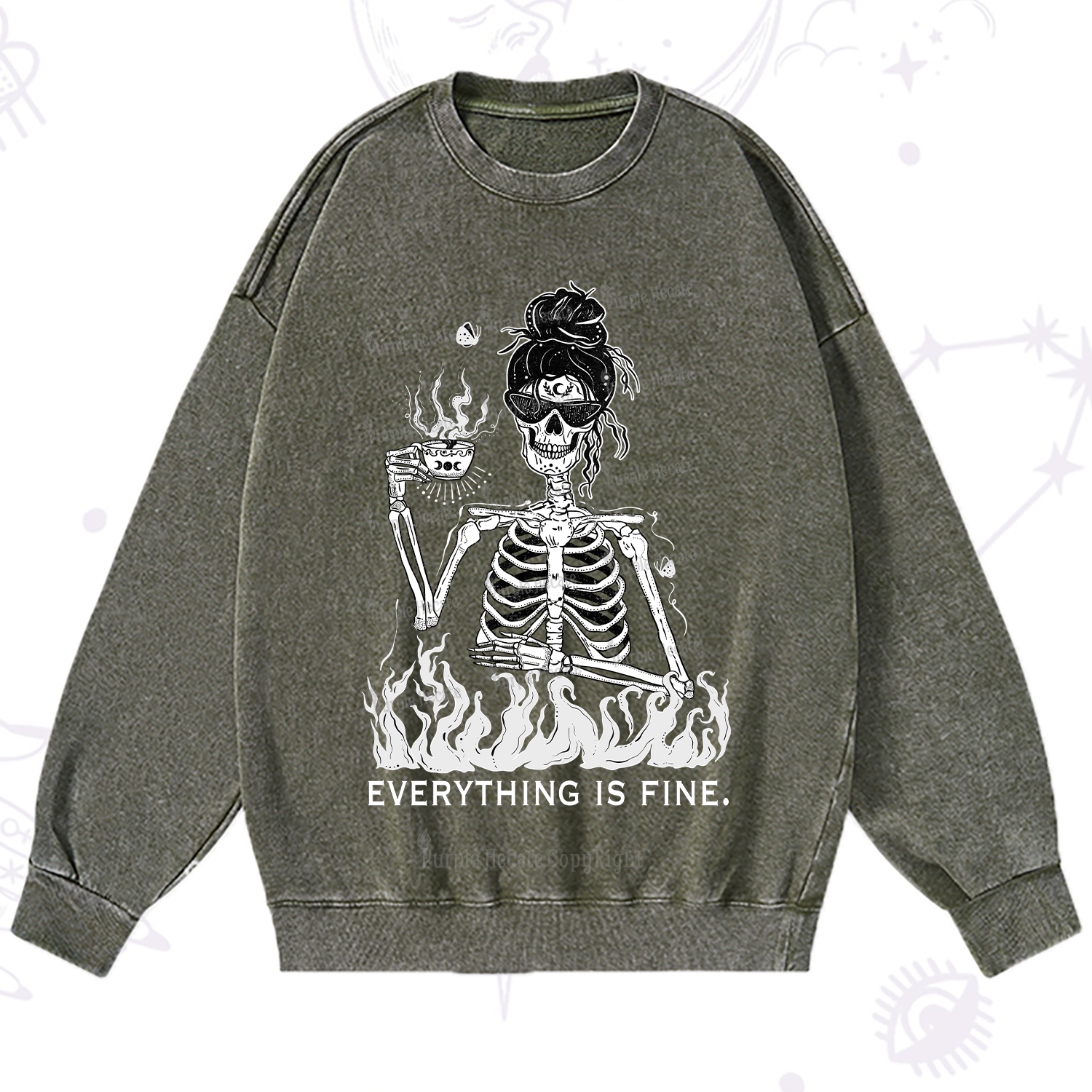 Purplehecate Everything Is Fine Washed Sweatshirt