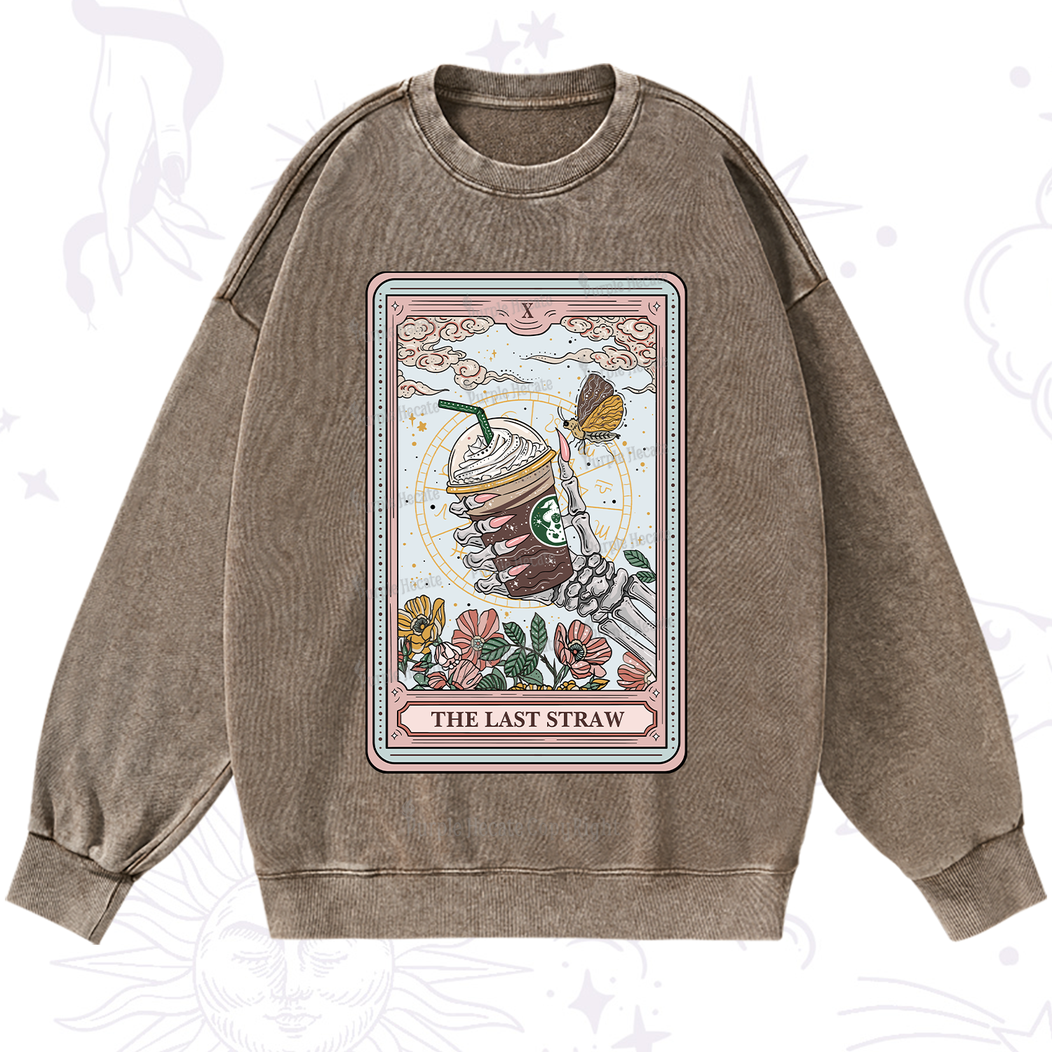Purplehecate The Last Straw Tarot Washed Sweatshirt