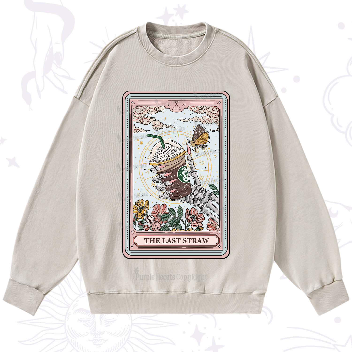 Purplehecate The Last Straw Tarot Washed Sweatshirt