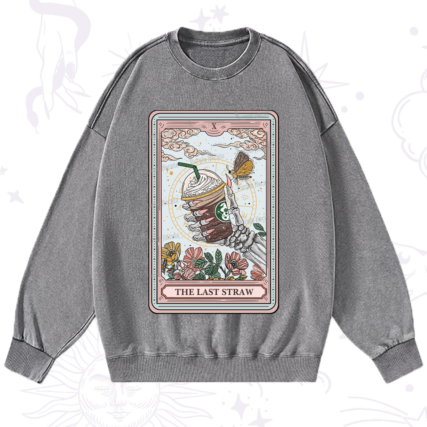 Purplehecate The Last Straw Tarot Washed Sweatshirt